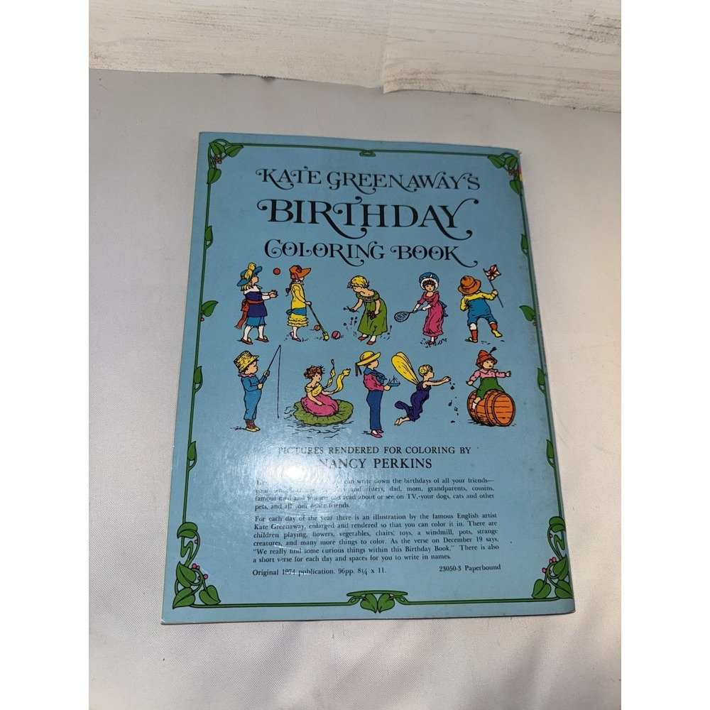 Kate Greenaway's Birthday Coloring Book‎ Coloring Books Blue Cover 1974 - Picture 2 of 8
